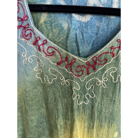 Lady Bird Embroidered Linen Blend Midi Dress Sz Medium - Picture 4 of 9